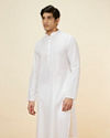 alt message - Manyavar Men Pristine White Self Patterned Kurta Set image number 0